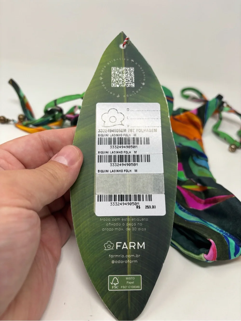 NWT FARM RIO FOLIAGE PRINT TIE SIDE BIKINI SIZE MEDIUM BRAZIL $259